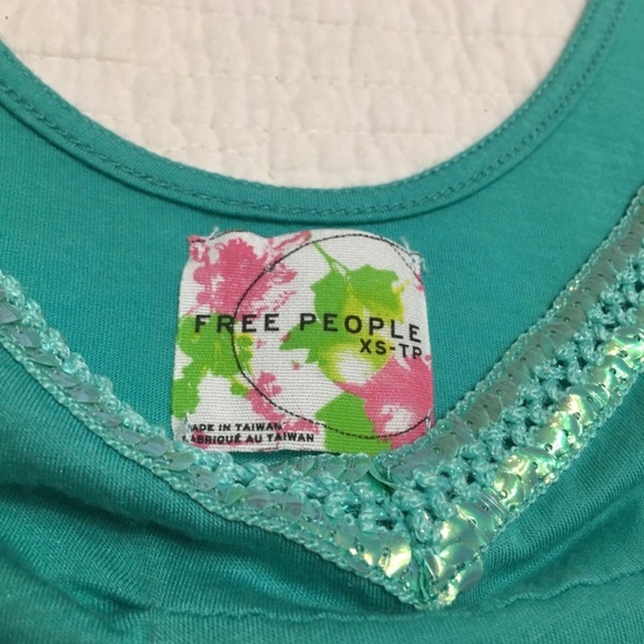 Free People Tank Top Cami Turquoise Size XS - Picture 4 of 6